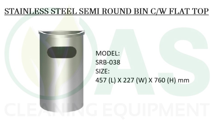 STAINLESS STEEL SEMI ROUND BIN C/W FLAT TOP