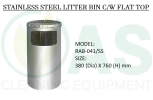 STAINLESS STEEL LITTER BIN C/W FLAT TOP Stainless Steel Bins and Receptacles