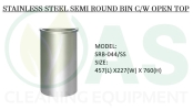 STAINLESS STEEL SEMI ROUND BIN C/W OPEN TOP Stainless Steel Bins and Receptacles