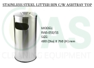 STAINLESS STEEL LITTER BIN C/W ASHTRAY TOP  Tong Sampah Keluli Tahan Karat Tong Sampah 