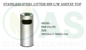 STAINLESS STEEL LITTER BIN C/W ASHTRAY TOP Stainless Steel Bins and Receptacles