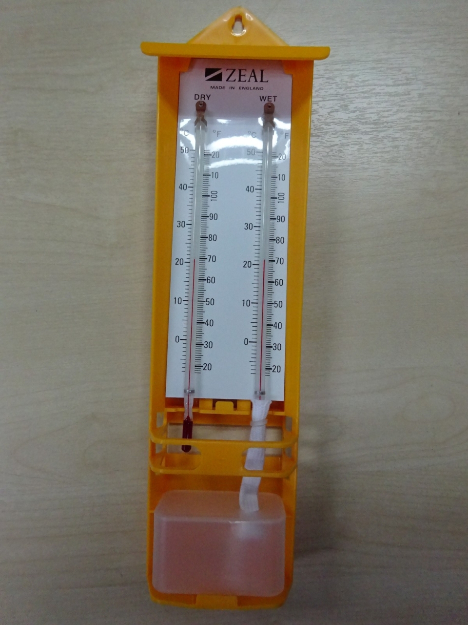 ZEAL WET & DRY BULB HYGROMETER {MANSONS TYPE} RANGE :-5/50 DEG C DEG F (RED SPIRIT) P2505