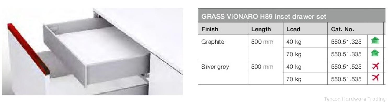 Grass Vionaro H89 Inset Drawer Set