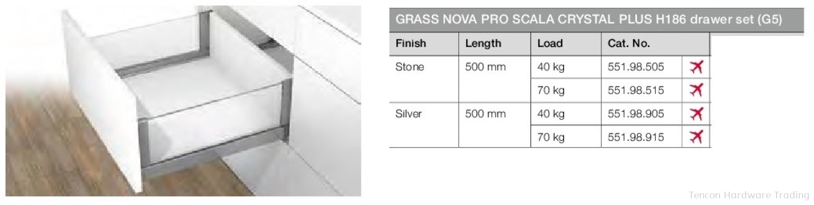 Grass Nova Pro Scala Crystal Plus H186 Drawer Set