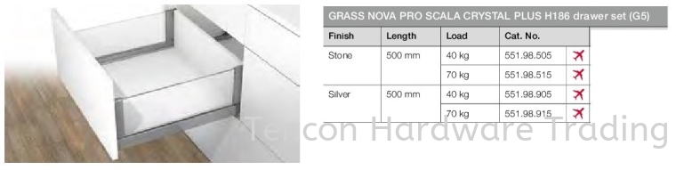 Grass Nova Pro Scala Crystal Plus H186 Drawer Set Nova Pro Scala Drawer Runner Hafele Kitchen Solution