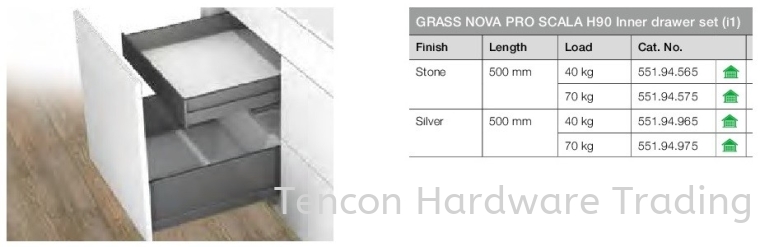 Grass Nova Pro Scala H90 Inner Drawer Set Nova Pro Scala Drawer Runner Hafele Kitchen Solution