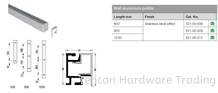 Wall Aluminium Profile Linero Mosaiq Kitchen Storage & Accessories Hafele Kitchen Solution