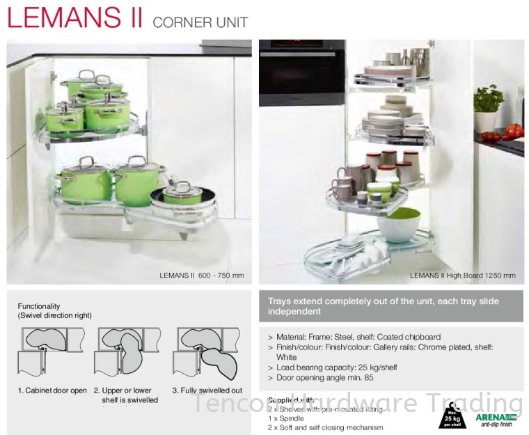 Lemans II Corner Unit Lemans II Corner Unit Kitchen Storage & Accessories Hafele Kitchen Solution