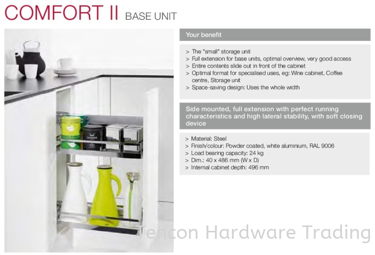 Comfort II Base Unit Comfort II Base Unit Kitchen Storage & Accessories Hafele Kitchen Solution