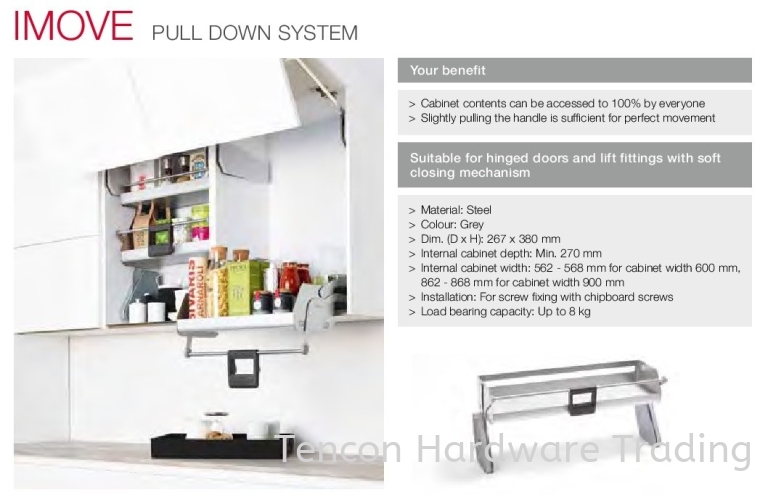 IMOVE Pull Down System IMOVE Pull Down System Kitchen Storage & Accessories Hafele Kitchen Solution