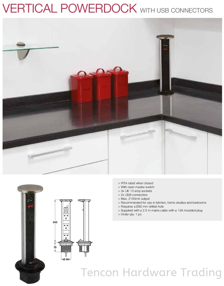 Vertical Powerdock Vertical Powerdock Kitchen Storage & Accessories Hafele Kitchen Solution