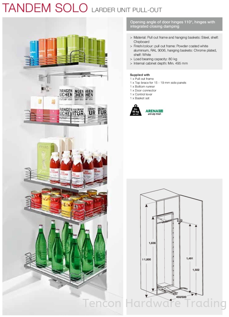 Tamdem Solo Larder Unit Pull Out Tandem Solo Kitchen Storage & Accessories Hafele Kitchen Solution