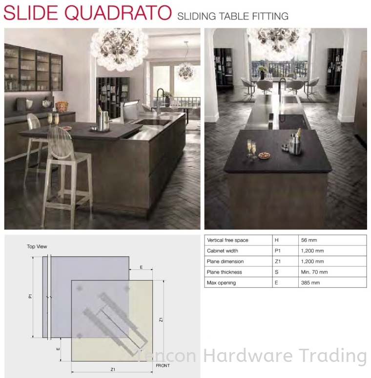 Sliding Table Fitting Slide Quadrato Table Fitting Hafele Kitchen Solution