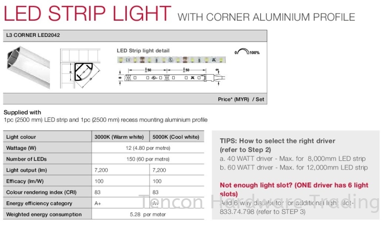 Corner LED2042 LED Strip Light Lighting System Hafele Kitchen Solution