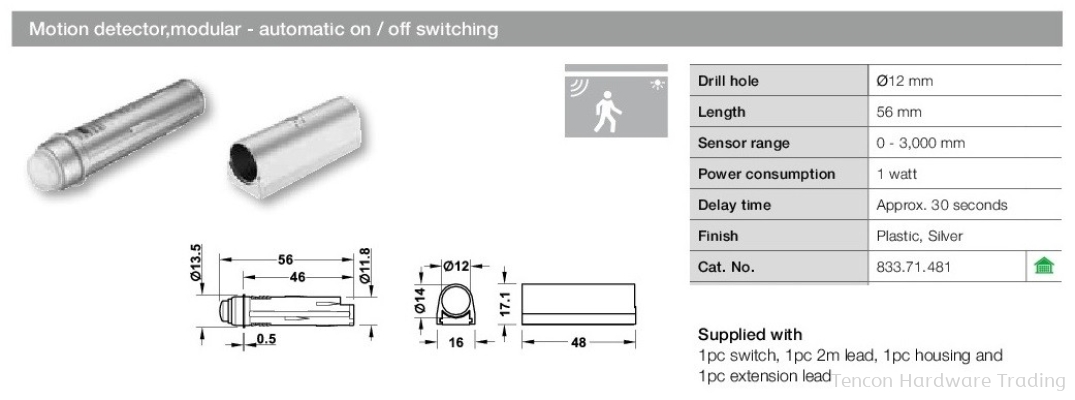 Motion Detector, Modular - Automatic On/ Off Switching