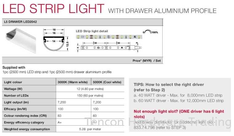 Drawer LED2042 LED Strip Light Lighting System Hafele Kitchen Solution