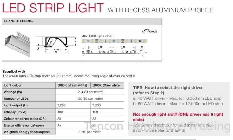 Angle LED2042 LED Strip Light Lighting System Hafele Kitchen Solution