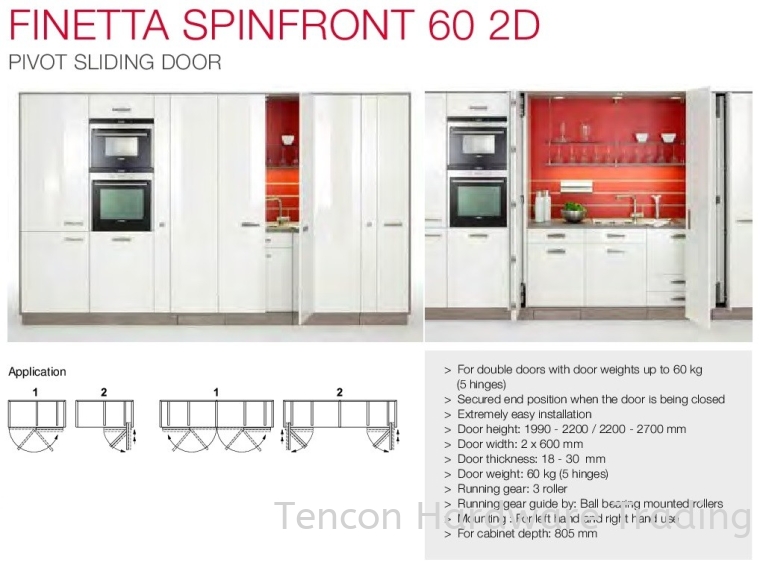 Finetta Spinfront 60 2D Finetta Spinfront Slide Door Fitting Hafele Kitchen Solution