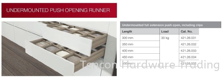 Undermounted Push Opening Runner Undermounted Soft Closing Runner Runners System Hafele Wardrobe