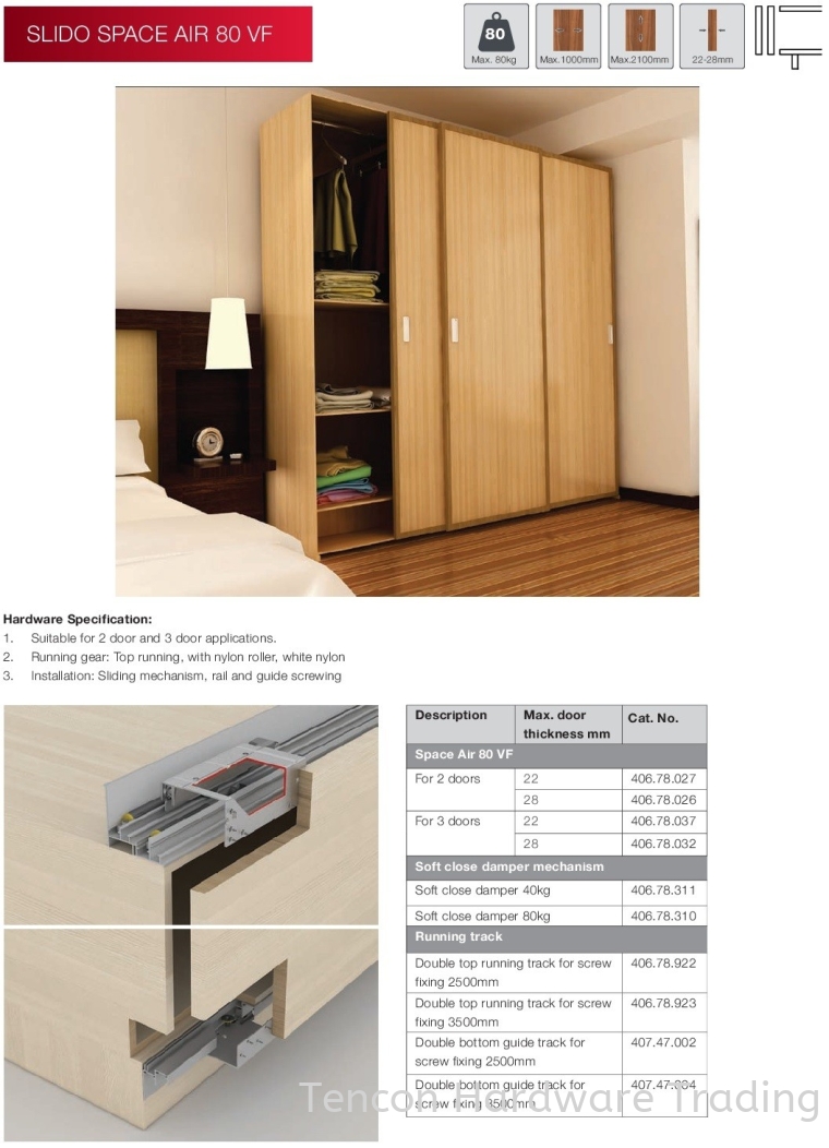 Slido Space Air 80 VF Slido Space Air Sliding And Folding Door Fitting Hafele Wardrobe