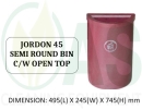 JORDON 45 SEMI ROUND BIN C/W OPEN TOP Tong Sampah Pelbagai Guna Tong Sampah 