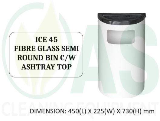 ICE 45 FIBRE GLASS SEMI ROUND BIN C/W ASHTRAY TOP