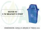 SILVER 42 C/W BRACKET & POST General Bins Bins and Receptacles