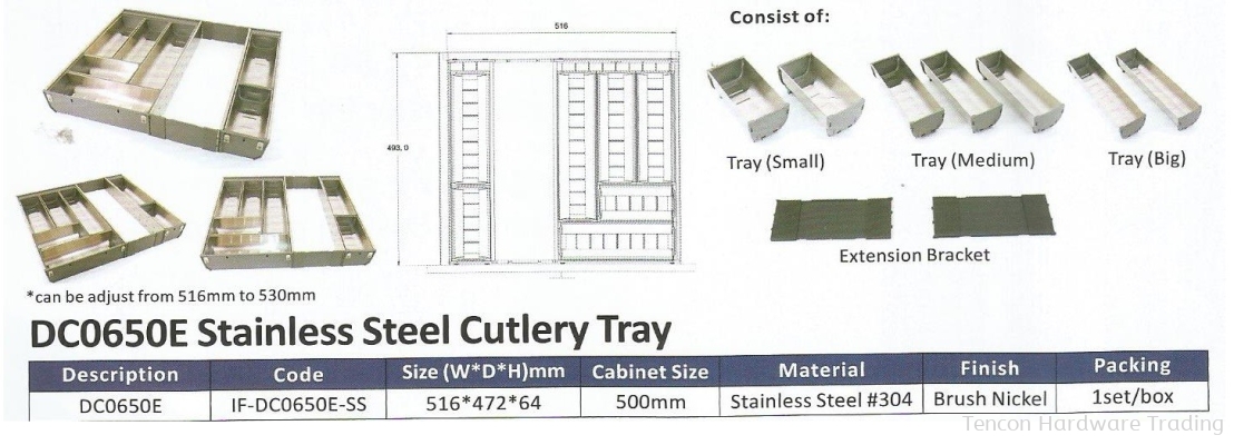 Stainless Steel Cutlery Tray