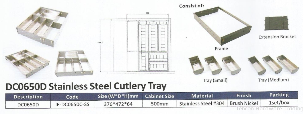 Stainless Steel Cutlery Tray