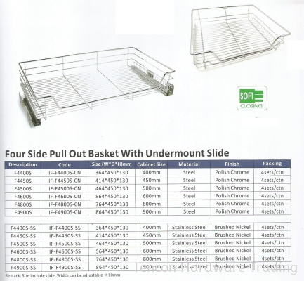 Four Side Pull Out Basket With Undermount Slide