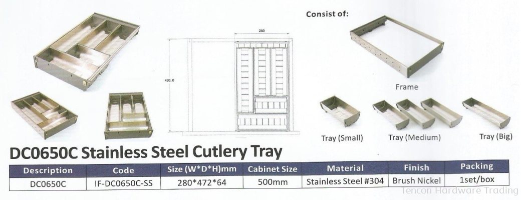 Stainless Steel Cutlery Tray