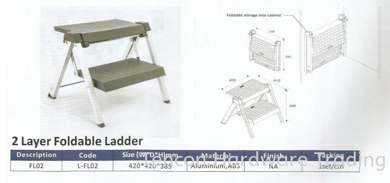 2 Layer Foldable Ladder Ladder eTen Furniture Hardware