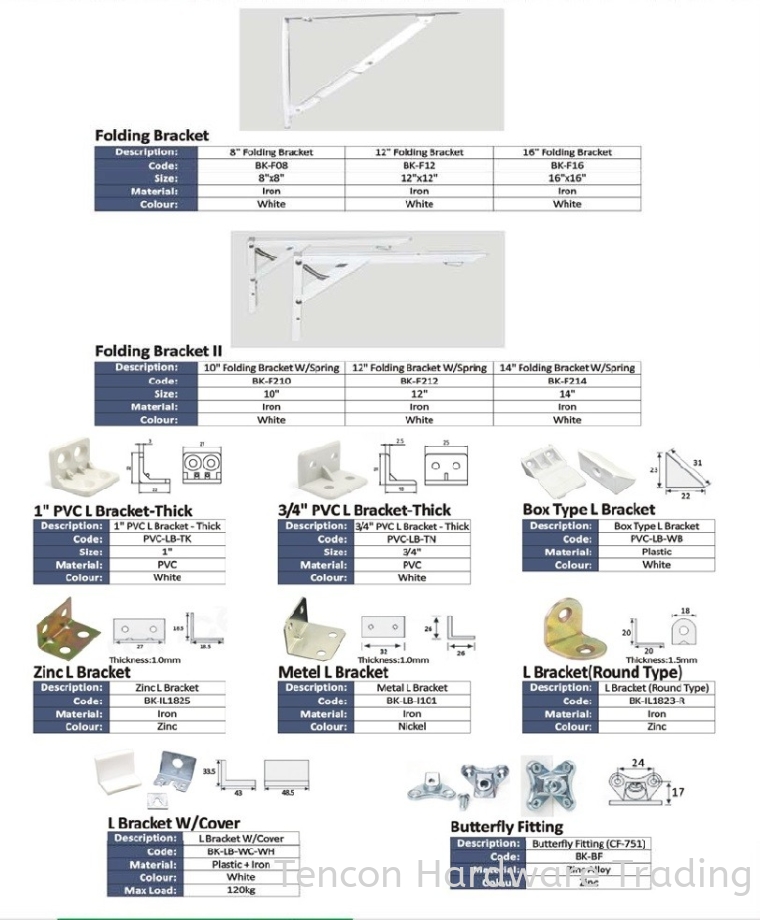 Interior Fitting & Bracket Interior Fitting & Bracket eTen Furniture Hardware