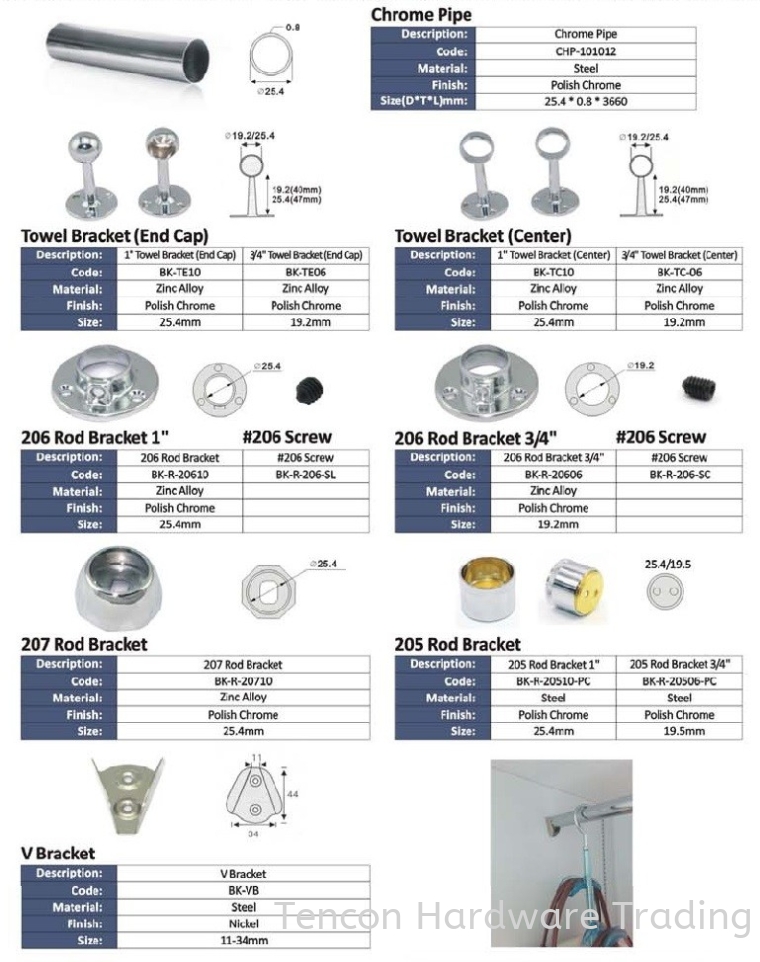 Pipe & Bracket Pipe & Bracket eTen Furniture Hardware