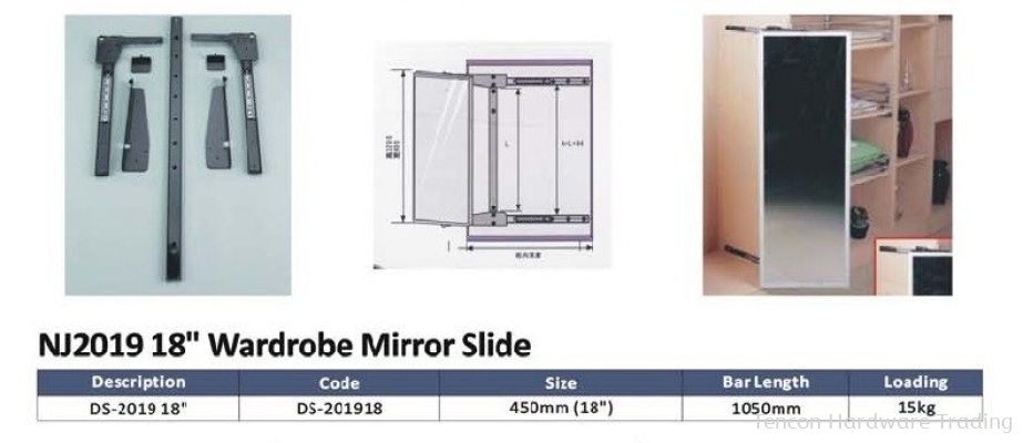 18 Inches Wardrobe Mirror Slide