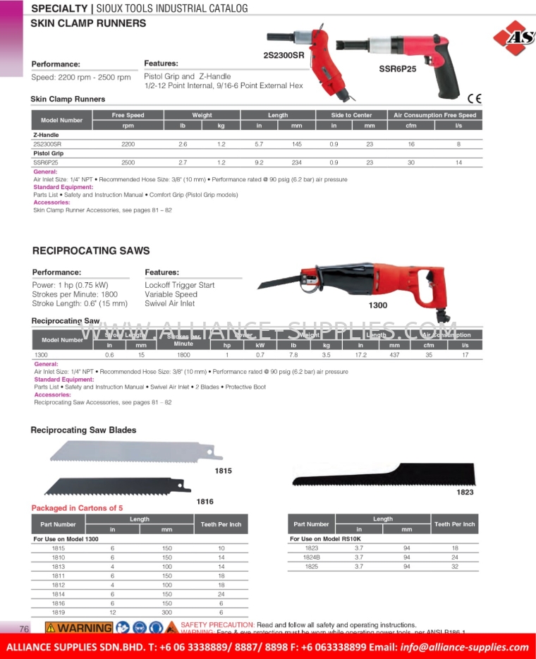  SIOUX Saws SIOUX Specialties SNAP-ON / WILLIAMS / SIOUX