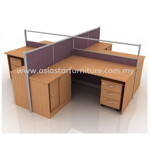 CLUSTER OF 4 OFFICE PARTITION WORKSTATION 27 - Partition Workstation Klang | Partition Workstation Putra Jaya | Partition Workstation Cyber Jaya | Partition Workstation Bangi