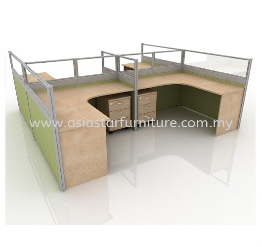 CLUSTER OF 4 OFFICE PARTITION WORKSTATION 49 - Partition Workstation Rawang | Partition Workstation Bandar Botanic | Partition Workstation Bandar Bukit Raja | Partition Workstation Bandar Bukit Raja