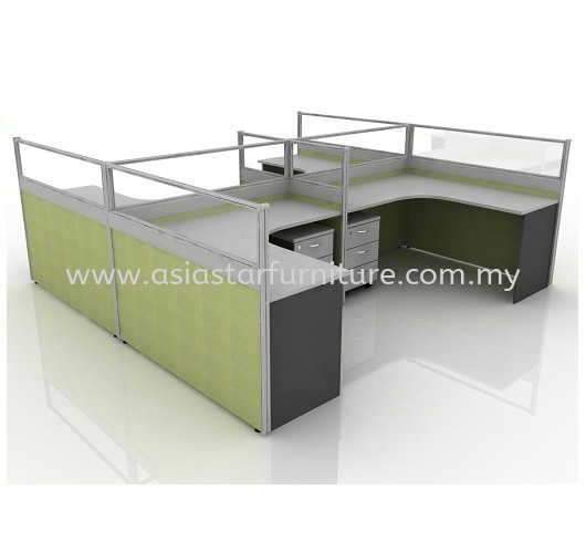 CLUSTER OF 4 OFFICE PARTITION WORKSTATION 48 - Partition Workstation Semenyih | Partition Workstation Nilai | Partition Workstation Sepang | Partition Workstation Banting