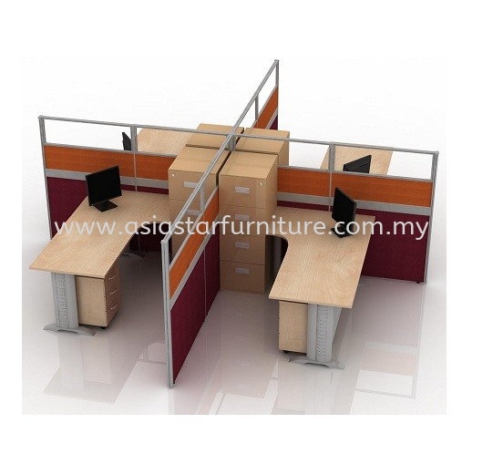 CLUSTER OF 4 OFFICE PARTITION WORKSTATION 55 - Partition Workstation Bandar Kinrara | Partition Workstation Bukit Jalil | Partition Workstation Sentul | Partition Workstation Brickfield