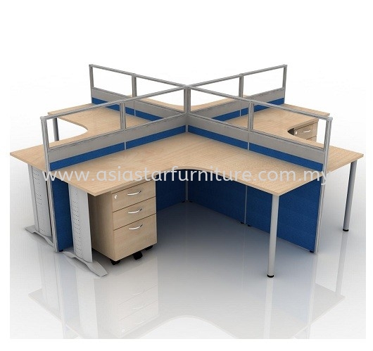 CLUSTER OF 4 OFFICE PARTITION WORKSTATION 16 - Partition Workstation Bukit Jelutong | Partition Workstation Kota Damansara | Partition Workstation Dataran Prima | Partition Workstation Glenmarie Shah Alam