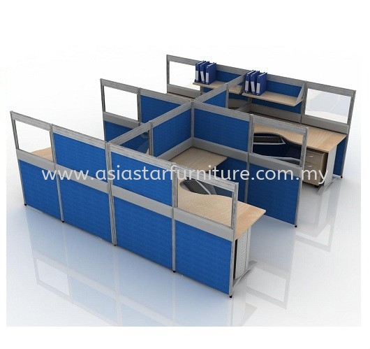 CLUSTER OF 4 OFFICE PARTITION WORKSTATION 44 - Partition Workstation Batu Caves | Partition Workstation Kepong | Partition Workstation Serdang | Partition Workstation Balakong