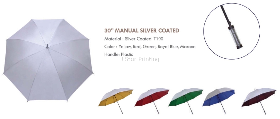 Umbrella 30 Manual Silver Coated