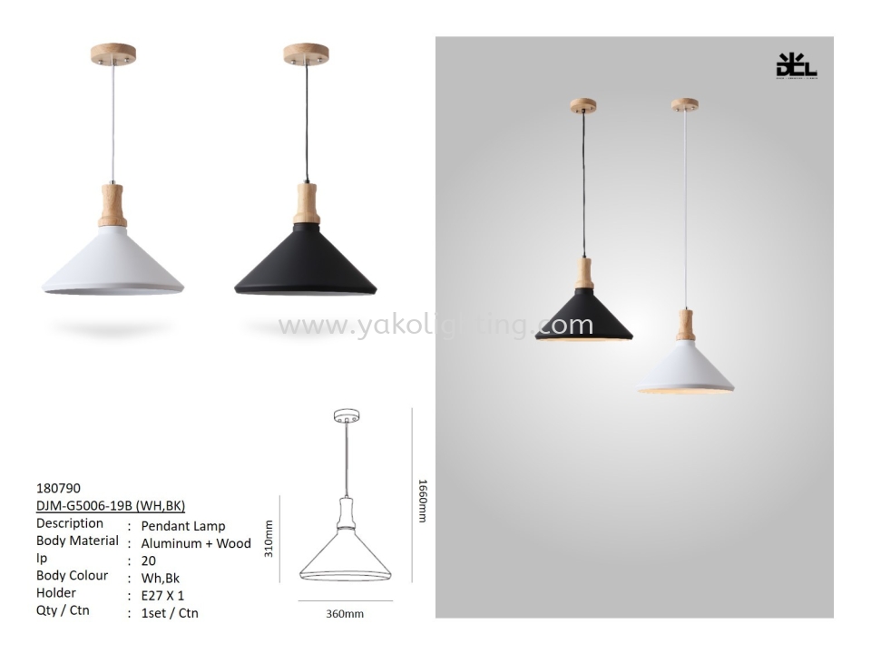 DJM-G5006-19B (WH,BK) PENDANT LIGHT 