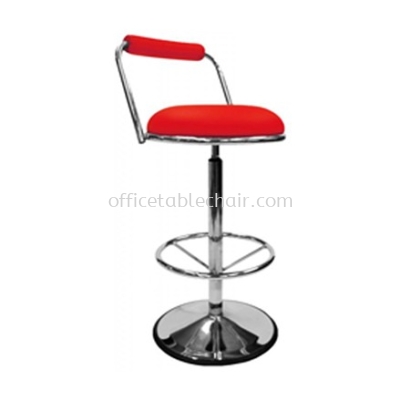 HIGH BARSTOOL CHAIR WITH BACKREST C/W ROUND CHROME METAL BASE ST17