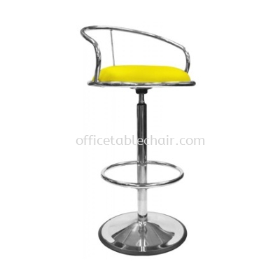 HIGH BARSTOOL CHAIR WITH BACKREST C/W ROUND CHROME METAL BASE ST1