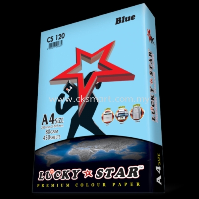 LUCKY STAR COLOUR PAPER A4 80GSM CS 120 - BLUE 