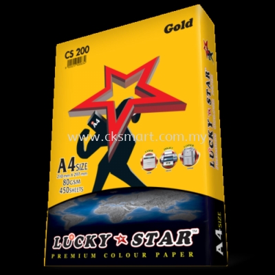 LUCKY STAR COLOUR PAPER A4 80GSM CS 200 - GOLD 