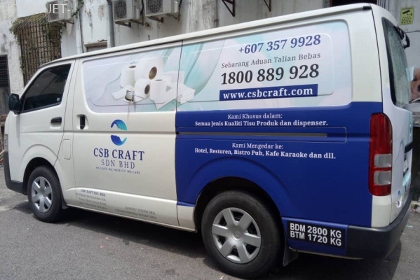 VAN STICKER ADVERTISING  White Sticker + UV Laminate + Print & Cut