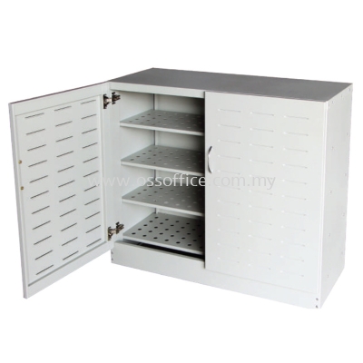 S168 Steel Shoe Rack C/W 4 Fixed Shelves (with ventilation holes)